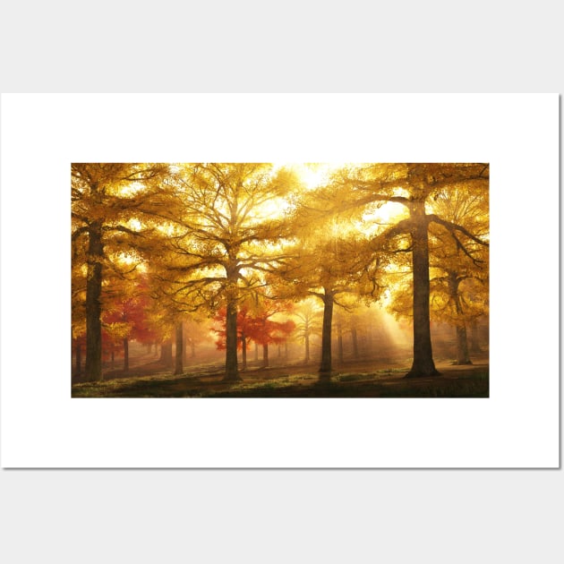 Autumn Land - Happy Little Trees Wall Art by Manafold